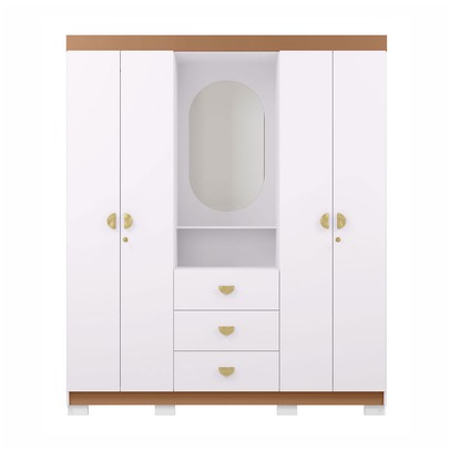 Guarda-Roupa Solteiro Lord 4 Portas 3 Gavetas Flex Branco/Camarim - Pnr Móveis