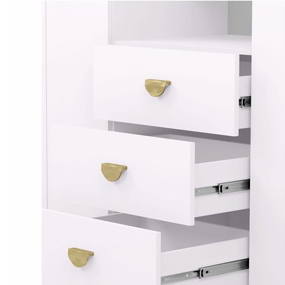 Guarda-Roupa Solteiro Lord 4 Portas 3 Gavetas Flex Branco/Camarim - Pnr Móveis