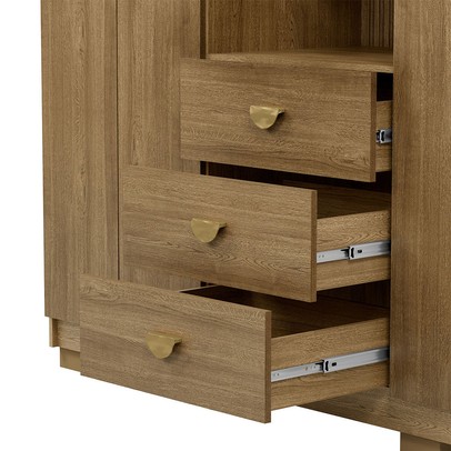 Guarda-Roupa Solteiro Lord 4 Portas 3 Gavetas Nature/Brisa - Pnr Móveis