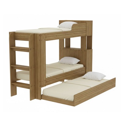 Beliche com Cama Auxiliar 1 Porta com Baú Cm8055 Amêndoa - Tecno Mobili
