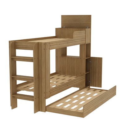 Beliche com Cama Auxiliar 1 Porta com Baú Cm8055 Amêndoa - Tecno Mobili