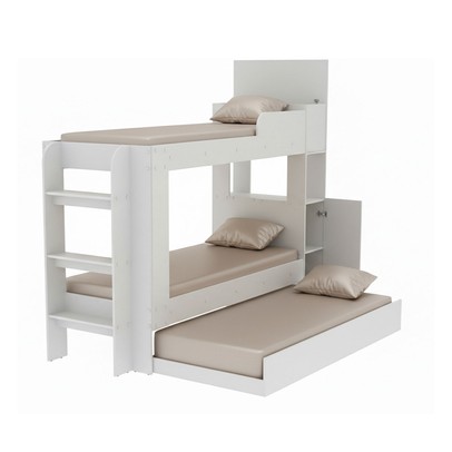 Beliche com Cama Auxiliar 1 Porta com Baú Cm8055 Branco - Tecno Mobili