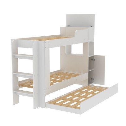 Beliche com Cama Auxiliar 1 Porta com Baú Cm8055 Branco - Tecno Mobili