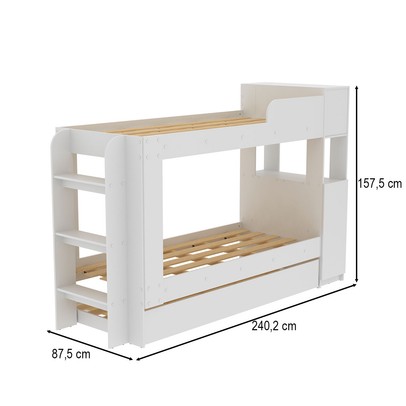 Beliche com Cama Auxiliar 1 Porta com Baú Cm8055 Branco - Tecno Mobili