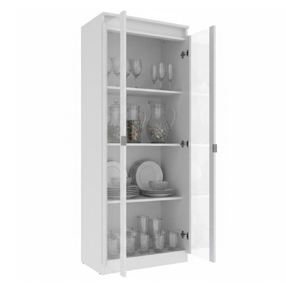 Cristaleira 2 Portas com Vidro Cr6004 Branco - Tecno Mobili
