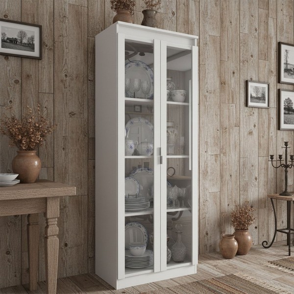 Cristaleira 2 Portas com Vidro Cr6004 Branco - Tecno Mobili