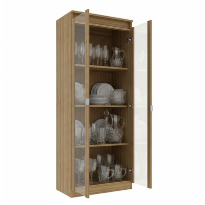 Cristaleira 2 Portas com Vidro Cr6004 Amendoa - Tecno Mobili