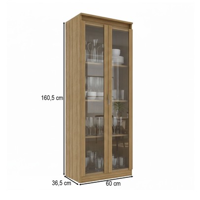 Cristaleira 2 Portas com Vidro Cr6004 Amendoa - Tecno Mobili