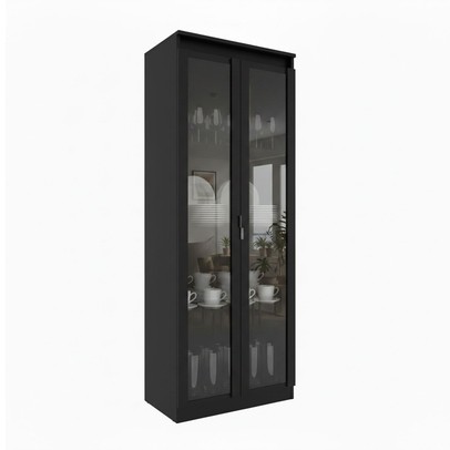 Cristaleira 2 Portas com Vidro Cr6004 Preto - Tecno Mobili