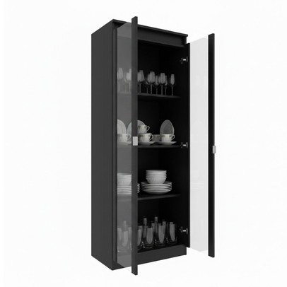 Cristaleira 2 Portas com Vidro Cr6004 Preto - Tecno Mobili