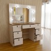 Penteadeira Camarim Yara 7 Gavetas com Espelho Off White/Freijó - Panorama Móveis