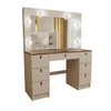 Penteadeira Camarim Yara 7 Gavetas com Espelho Off White/Freijó - Panorama Móveis