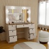 Penteadeira Camarim Yara 7 Gavetas com Espelho Off White/Freijó - Panorama Móveis