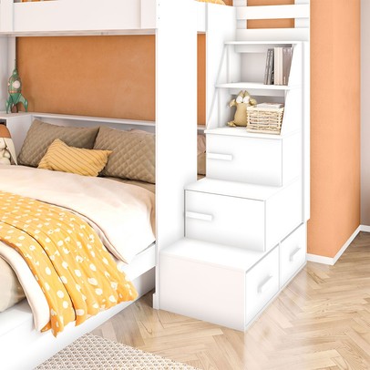 Beliche Luar 2 Gavetas com Escada Multifuncional Branco - Pnr Móveis