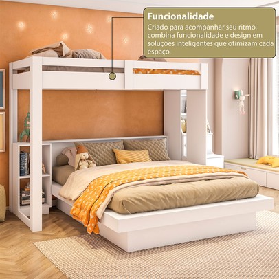 Beliche Luar 2 Gavetas com Escada Multifuncional Branco - Pnr Móveis