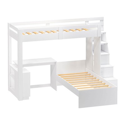 Beliche Luar 3 Portas 2 Gavetas com Escada e Escrivaninha Branco -  Pnr Móveis