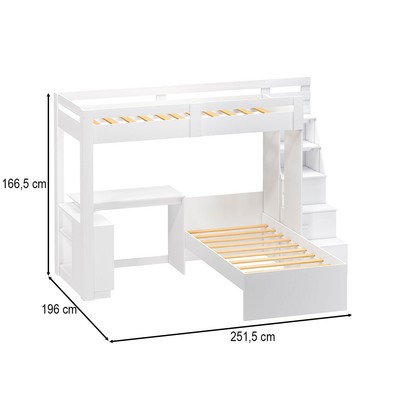 Beliche Luar 3 Portas 2 Gavetas com Escada e Escrivaninha Branco -  Pnr Móveis