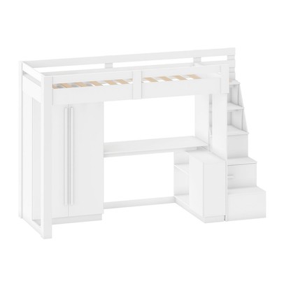 Cama Infantil Luar 5 Portas 2 Gavetas com Escrivaninha Branco - Pnr Móveis