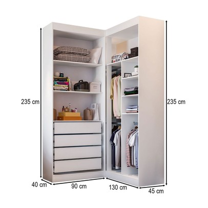 Closet Casal Salvo 4 Gavetas 7 Prateleiras Branco - Pnr Móveis