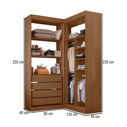 Closet Casal Salvo 4 Gavetas 7 Prateleiras Freijó/Branco - Pnr Móveis