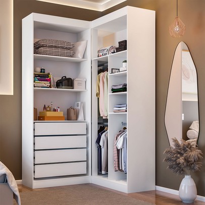 Guarda-Roupa Casal Modulado Salvo 4 Portas 4 Gavetas Branco - Pnr Móveis