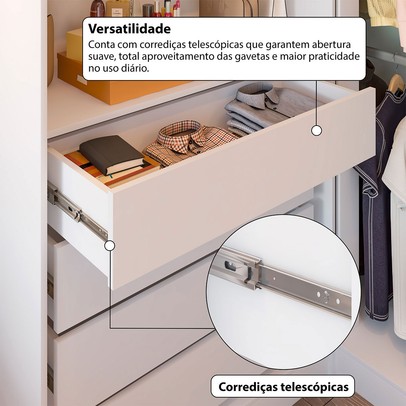 Guarda-Roupa Casal Modulado Salvo 4 Portas 4 Gavetas Branco - Pnr Móveis
