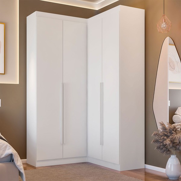 Guarda-Roupa Casal Modulado Salvo 4 Portas 4 Gavetas Branco - Pnr Móveis