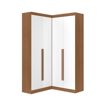 Guarda-Roupa Casal Modulado Salvo 4 Portas 4 Gavetas Branco/Freijó - Pnr Móveis