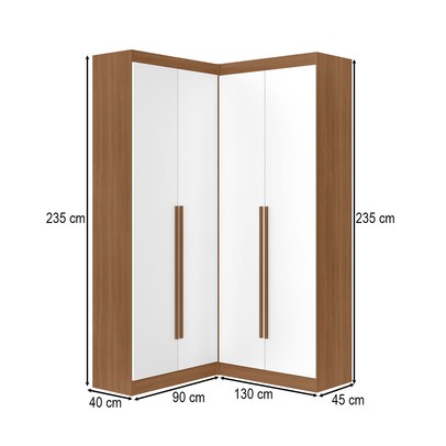 Guarda-Roupa Casal Modulado Salvo 4 Portas 4 Gavetas Branco/Freijó - Pnr Móveis