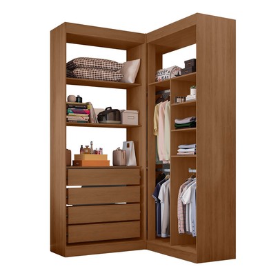 Guarda-Roupa Casal Modulado Salvo 4 Portas 4 Gavetas Branco/Freijó - Pnr Móveis