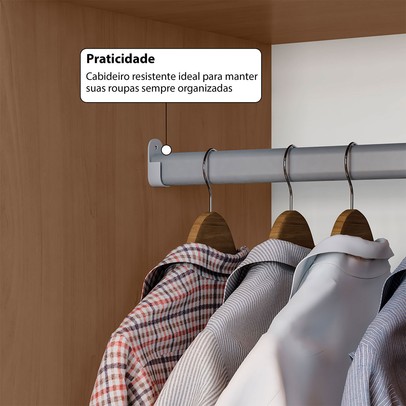 Guarda-Roupa Casal Modulado Salvo 4 Portas 4 Gavetas Branco/Freijó - Pnr Móveis