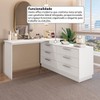 Cômoda com Mesa Escrivaninha Rocher 6 Gavetas Branco - Pnr Móveis