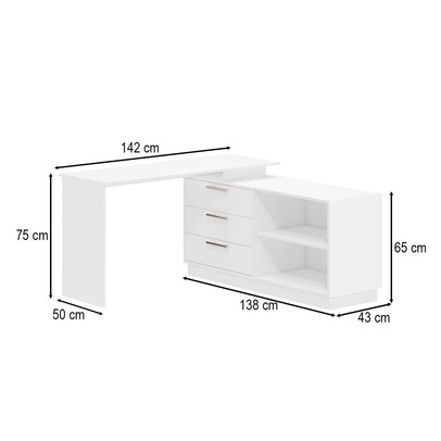 Cômoda com Penteadeira Rocher 3 Gavetas 2 Nichos Branco - Pnr Móveis