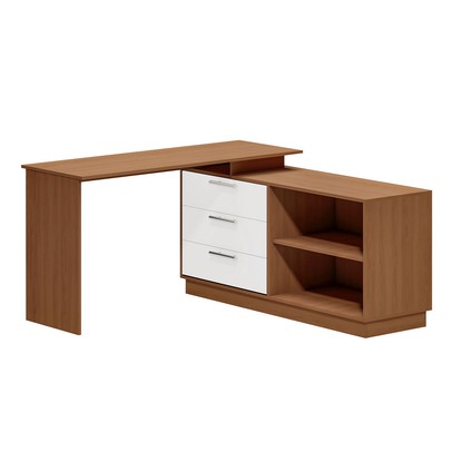 Cômoda com Penteadeira Rocher 3 Gavetas 2 Nichos Freijó/Branco - Pnr Móveis