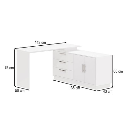 Penteadeira com Cômoda Rocher 2 Portas 3 Gavetas Branco - Pnr Móveis