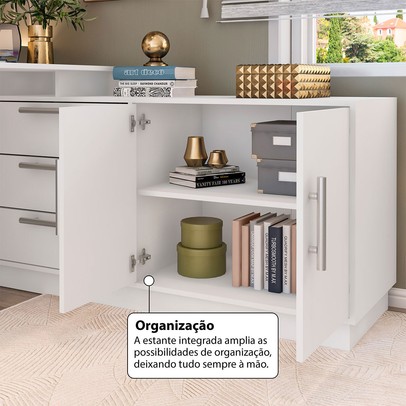 Penteadeira com Cômoda Rocher 2 Portas 3 Gavetas Branco - Pnr Móveis