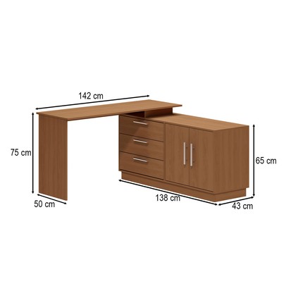 Penteadeira com Cômoda Rocher 2 Portas 3 Gavetas Freijó - Pnr Móveis