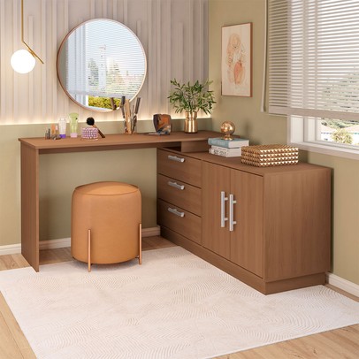 Penteadeira com Cômoda Rocher 2 Portas 3 Gavetas Freijó - Pnr Móveis