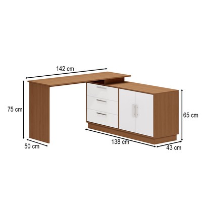 Penteadeira com Cômoda Rocher 2 Portas 3 Gavetas Freijó/Branco - Pnr Móveis