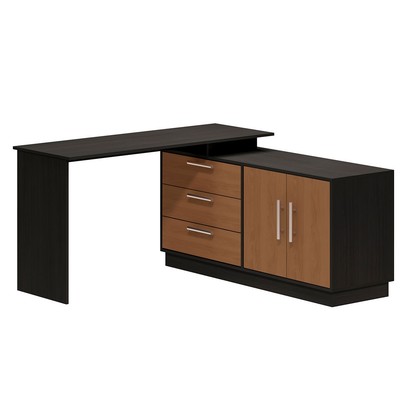 Penteadeira com Cômoda Rocher 2 Portas 3 Gavetas Preto/Freijó - Pnr Móveis