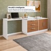 Mesa Escrivaninha com Cômoda Rocher 2 Portas 3 Gavetas Branco/Freijó - Pnr Móveis