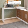 Mesa Escrivaninha com Cômoda Rocher 2 Portas 3 Gavetas Branco/Freijó - Pnr Móveis