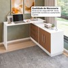 Mesa Escrivaninha com Cômoda Rocher 2 Portas 3 Gavetas Branco/Freijó - Pnr Móveis