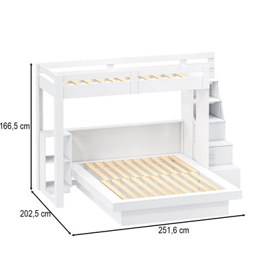 Beliche Luar 2 Portas 2 Gavetas com Escada Branco - Pnr Móveis