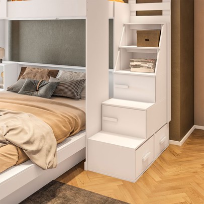 Beliche Luar 2 Portas 2 Gavetas com Escada Branco - Pnr Móveis