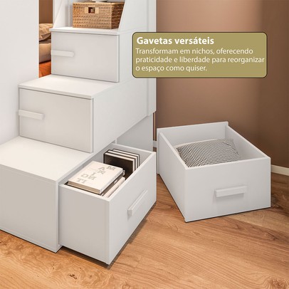 Treliche Luar 2 Portas 2 Nichos com Escada Branco - Pnr Móveis