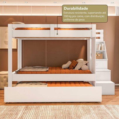 Treliche Luar 2 Portas 2 Nichos com Escada Branco - Pnr Móveis