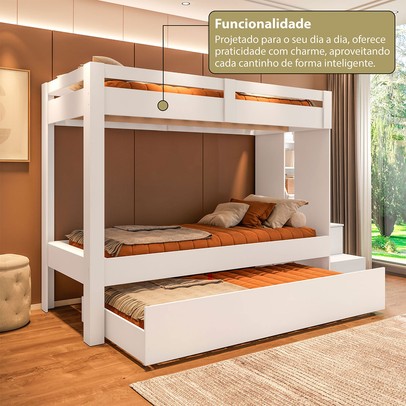 Treliche Luar 2 Portas 2 Nichos com Escada Branco - Pnr Móveis