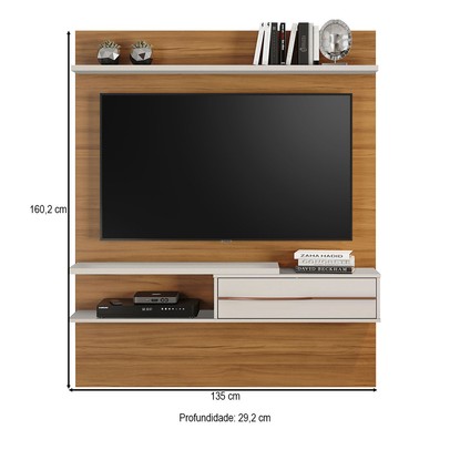 Painel para TV Até 55 Polegadas 1 Porta Eagle Freijó Trend/Off White - Pnr Móveis