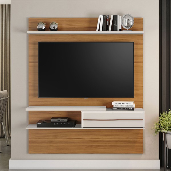 Painel para TV Até 55 Polegadas 1 Porta Eagle Freijó Trend/Off White - Pnr Móveis